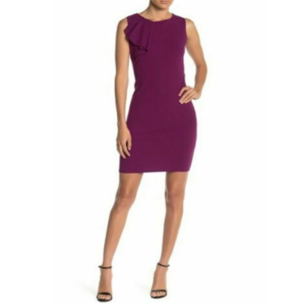 bebe Sassy Ruffle Detail Bodycon Mini Dress